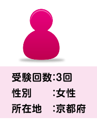 受験回数：3回 / 性別：女性 / 所在地：京都府